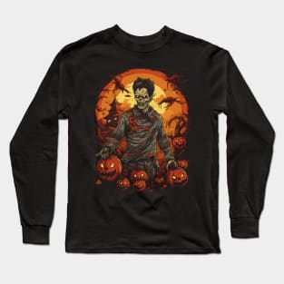 Creepy and Cool Halloween Korean Zombie Long Sleeve T-Shirt